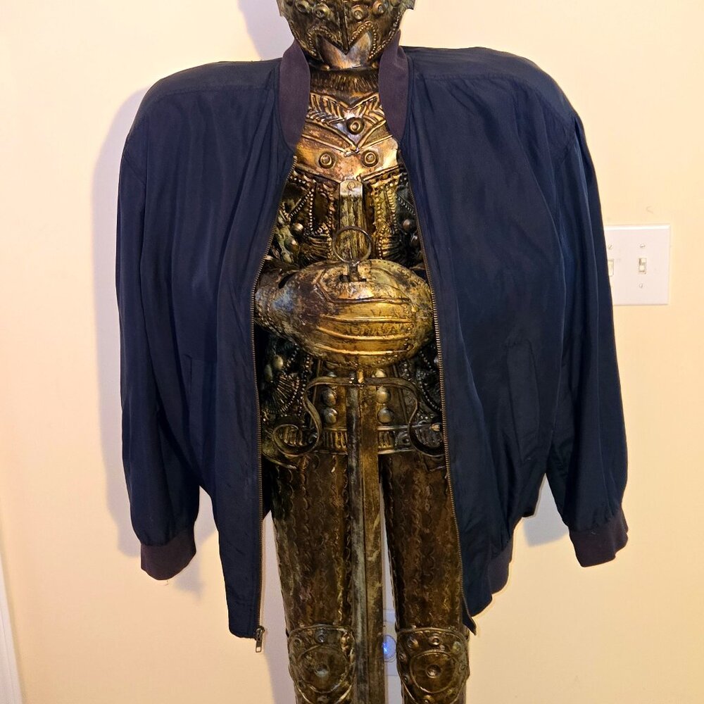 Vintage Perry Ellis Navy Bomber Jacket – Lightweight 80s/90s Style (Men’s L)